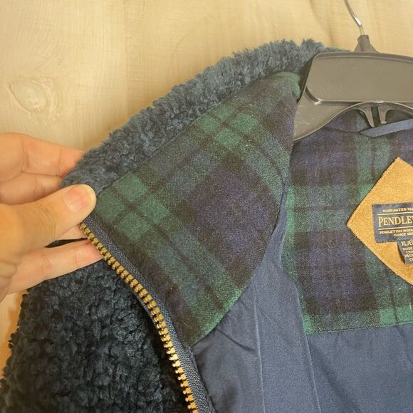 Pendleton blue fleece jacket long sleev with plaid inside, size XL - Picture 13 of 16